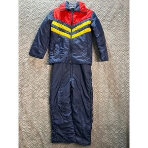 Vintage Montgomery Ward‎ Outerwear Ski Suit Snowsuit Red Yellow Blue Size 10